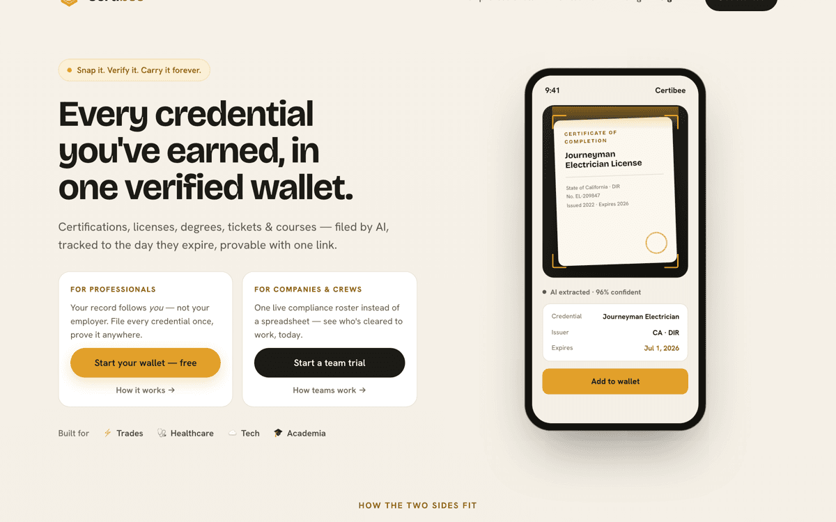 Certibee screenshot